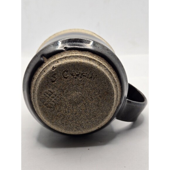 Studio Art Pottery Coffee Mug Blue Tones Stoneware Signed - Picture 6 of 10